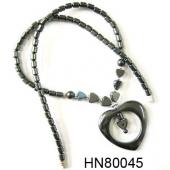 Hematite Heart Pendant Beads Stone Chain Choker Fashion Women Necklace